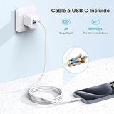Cargador 1Hora 20W GAR162 – Doble Puerto USB-A + USB-C – Carga Rápida