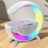 Cargador Lámpara Inalámbrico con Bocina BT3401 | Lámpara LED + Bluetooth + Carga Qi