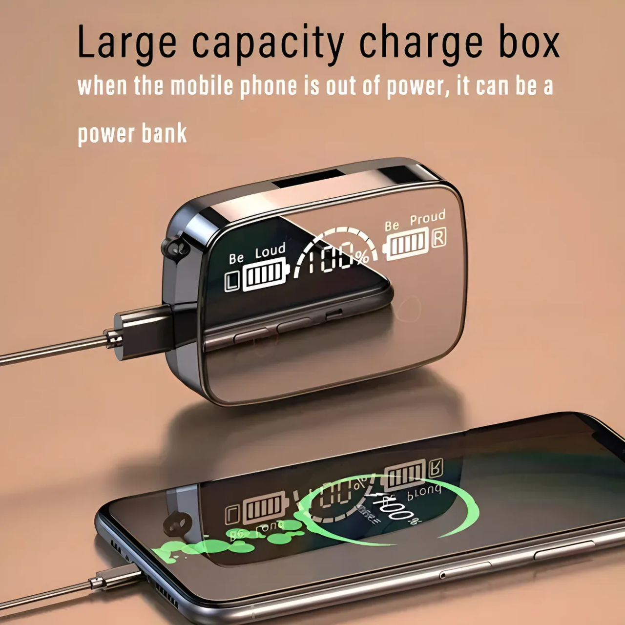 Audífonos Inalámbricos Bluetooth M19 con Power Bank y Pantalla LED