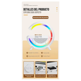 Cargador Lámpara Inalámbrico con Bocina BT3401 | Lámpara LED + Bluetooth + Carga Qi