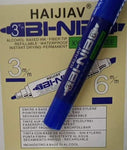 MARCADOR PERMANENTE HAIJIAV BI-NIB AZUL DOBLE PUNTA PZA