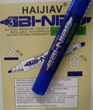 MARCADOR PERMANENTE HAIJIAV BI-NIB AZUL DOBLE PUNTA PZA