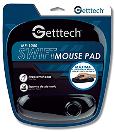 MOUSE PAD GEL GETTTECH SWIFT GTS-2800, CON REPOSAMUÑECAS DE ESPUMA, NEGRO