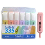 RESALTADOR SABONIS 335 COLOR PASTEL 6 PZS