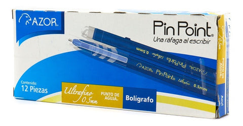 CAJA BOLIGRAFO PIN POINT PUNTO DE AGUJA 0.5 AZUL