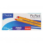 CAJA BOLIGRAFO AZOR PIN POINT ROJO DE PUNTO FINO 0.7 MM PUNTO AGUJA 12 PZS 8.3gr