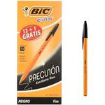 CAJA BOLIGRAFO BIC PUNTO FINO NEGRO 12+1PZS